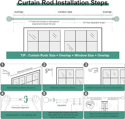 QDWIS Boho Wood Curtain Rods for Windows 48 to 84 inch, Rustic Decorative - Image 7