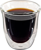 Restaurantware-Forma Professional 2.7 Ounce Double Wall Shot Glasses, 12 Insulated Espresso Cups - Dishwashable, Reusable, Clear Glass Coffee Cups, Freezable, For Hot Or Cold Beverages