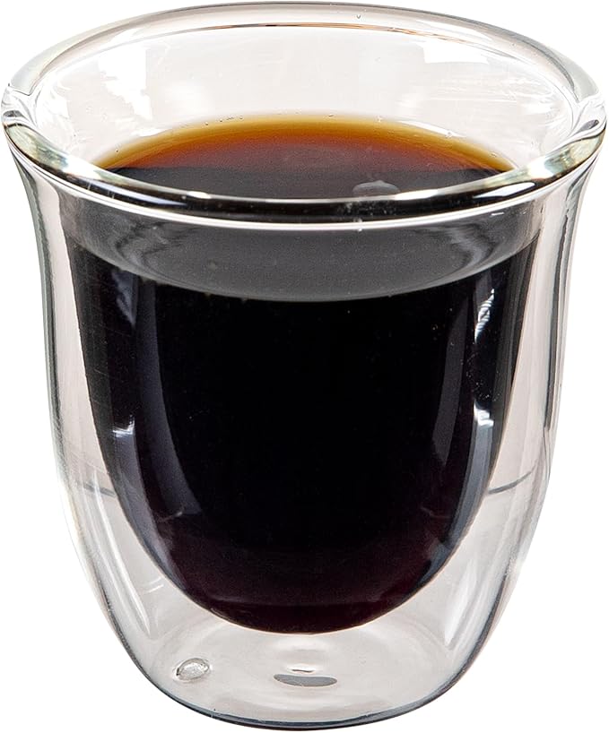 Restaurantware-Forma Professional 2.7 Ounce Double Wall Shot Glasses, 2 Insulated Espresso Cups - Dishwashable, Reusable, Clear Glass Coffee Cups, Freezable, For Hot Or Cold Beverages