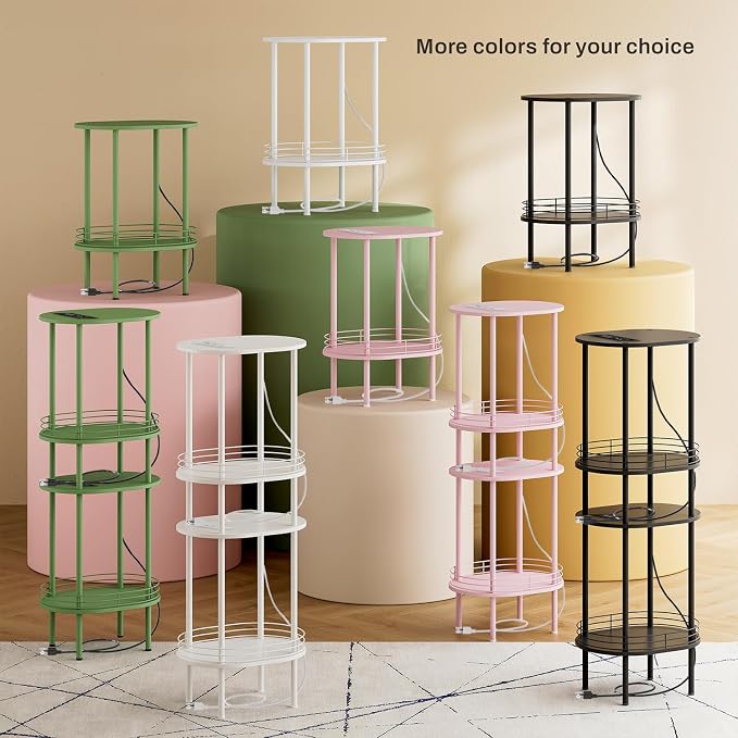 DGSANDGO Pink Side Table with Charging Station, Side Tables Living Room - Image 6