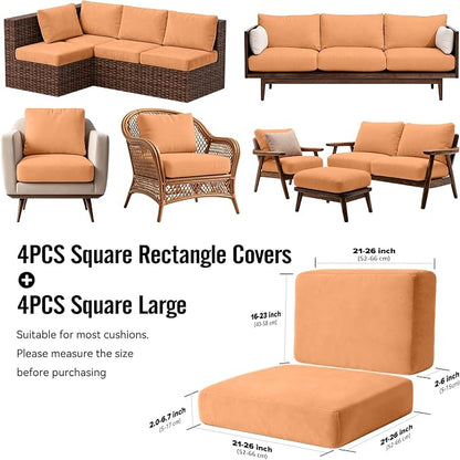 8Pcs Outdoor Cushion Covers, Stretch Patio Furniture Couch Chair Slipcovers | - Image 2