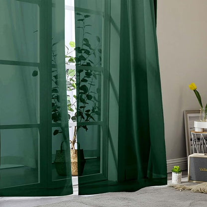 Hunter Green Sheer Curtains 84 Inches Long 2 Panels, Soft Airy Light Filtering - Image 9
