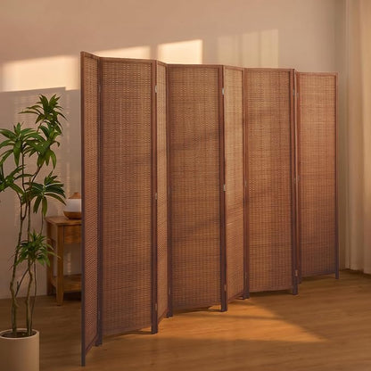 8 Panel Room Divider and Extra Wide Folding Privacy Screen, Bamboo Room Divider - Image 2