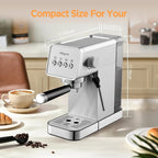 Espresso Machine,20 Bar Semi-Automatic Espresso Maker with Milk Frother,Compact Stainless Steel Coffee Machine with 40oz Removable Water Tank for Cappuccino,Latte, Americano,Sliver for Home