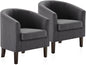 BELLEZE Living Room Chairs Set of 2, Linen Round Accent Barrel Chairs, Club Tub by BELLEZE
