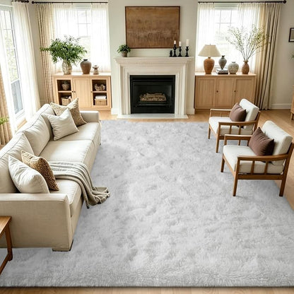 8x10 Extra Large White Fluffy Area Rug Non-Slip by ModernHomeDecor