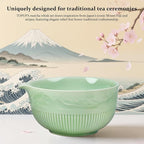 Matcha Bowl and Whisk Set 7PCs Includes Fuji Design 17oz Ceramic Bowl Whisk Holder Bamboo Spoon and Rest Sifter Tea Towel Matcha Kit for Ceremony Blue Matcha Tea Set for Making Breakfast Latte