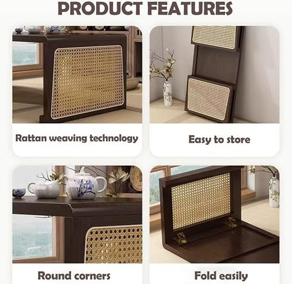 Japanese Floor Table: Large Portable Folding Coffee Table Solid Wood Japanese - Image 5