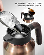 Carafes for Hot Liquids 51 oz - 12 Hour Stainless Steel Thermal Coffee Carafe-Insulated Coffee Carafes For Keeping Hot/Cold Coffee, Tea, Water, 1.5 Liter Beverage Dispenser(Gold)