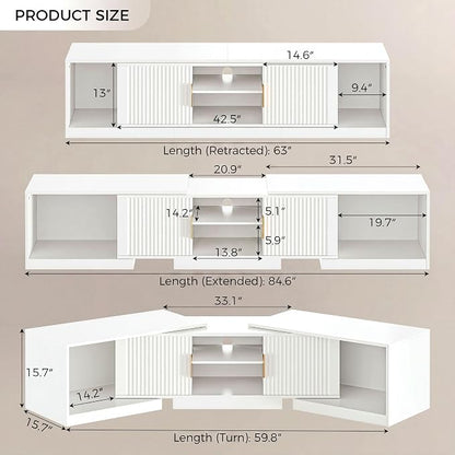 IRONCK TV Stand for 55-80 Inches TVs, Extendable Corner Entertainment Center - Image 2