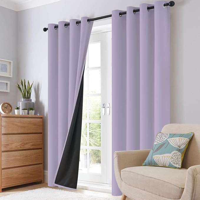 SimpleHome Lilac 100% Blackout Curtains Room Darkening Living Room 72 Inch | - Image 8