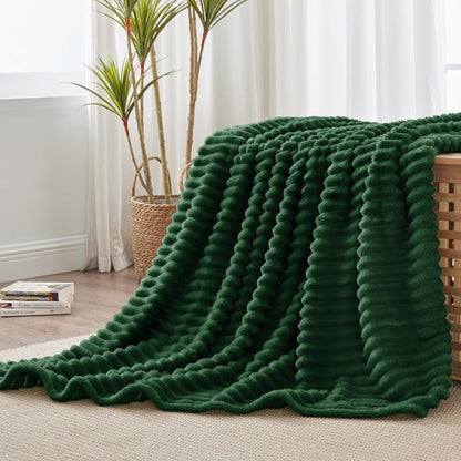 BEDELITE Striped Fleece Throw Blanket, Forest Green, Soft Cozy, Lightweight Warm - Image 7