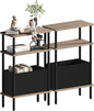 Narrow Side Table with Fabric Basket, Slim Nightstand with 3-Tier Storage Shelf by Unknown