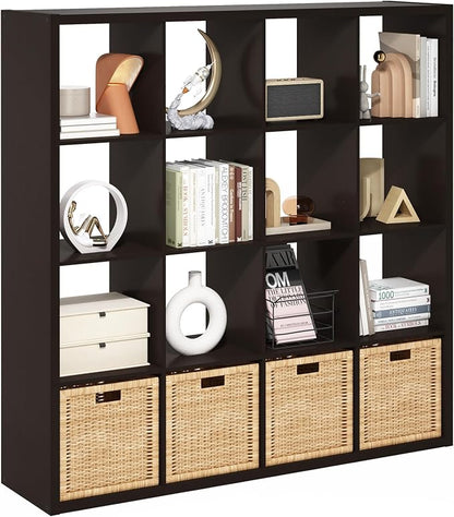 Furinno Cubicle Book Shelf, 16-Cube Bookshelf, Extra Thick Frame Reversible by Furinno-FitsYourSpaceFitsYourBudget