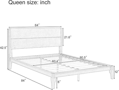 Merax Queen Size Bamboo Platform Bed, Mid-Century Modern Bed Frame - Image 2