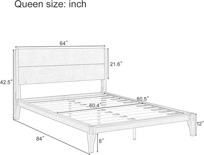 Merax Queen Size Bamboo Platform Bed, Mid-Century Modern Bed Frame - Image 2