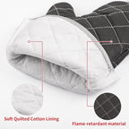 Oven Mitts Flame Retardant Mitts Heat Resistant to 425 °F 15 Inch Kitchen Mitt Black Color 2-Pack