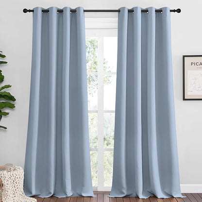 NICETOWN Vintage Blue Blackout Curtains 120 inches Length by NICETOWN