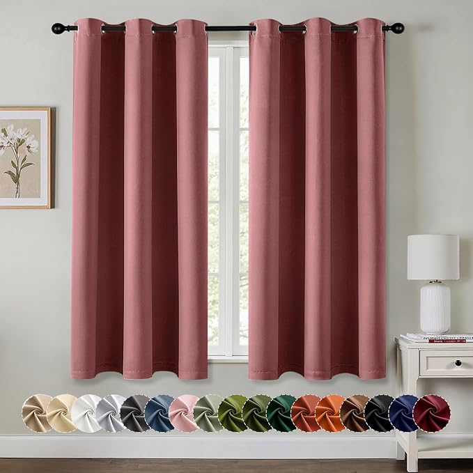 MIULEE Blackout Curtains for Bedroom 2 Panels 40 x 63 Inch Long Dusty Rose | by MIULEE