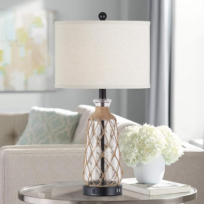 Ruzectt 25.5" Coastal Glass Table Lamps Set of 2, 3-Way Dimmable Touch Control - Image 6