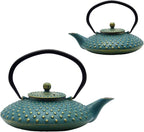 27.1oz Small Cast Iron Teapot,SECHUDO Tea Kettle Coated with Enameled Interior for Stovetop Safe, Japanese Style Cast Iron Teapot with Stainless Steel Infuser for Loose Tea,Flat Pattern(800ml)