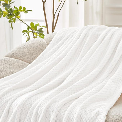 Exclusivo Mezcla Soft Waffle Fleece Bed Blanket Queen Size, Cozy Flannel - Image 5