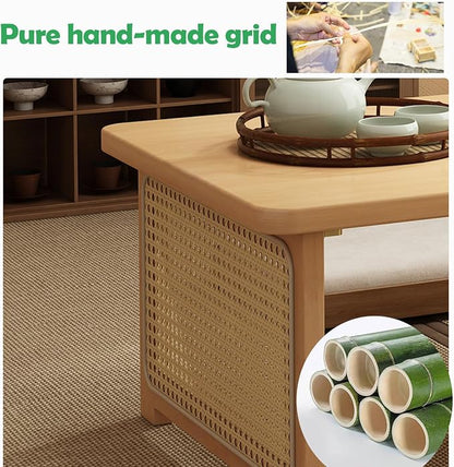 Japanese Floor Table Bamboo Folding Coffee Table Portable Solid Wood Japanese - Image 5