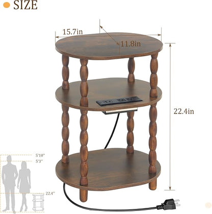 MaxSmeo Side Table with Charging Station, 3-Tier Small End Table with USB Ports - Image 3
