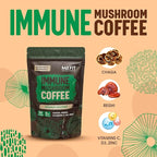 Immunity Mushroom Coffee (60 Servings) Mental Focus Plus Wellness Boost for Immune System Support - Chaga, Reishi & Vitamins C, D3, and Zinc, Mixed with Gourmet 100% Arabica Instant Coffee
