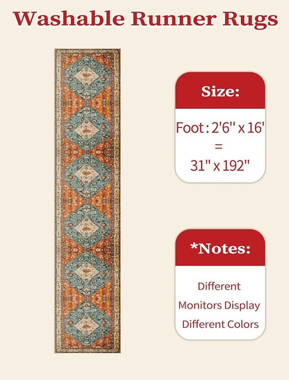 SERISSA 2'6"x16' Washable Non Slip Boho Runner Rug - Image 6