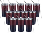 COMOOO 20oz Stainless Steel Tumbler Bulk with Lid and Straw Insulated Coffee Tumbler Cup Double Wall Vacuum Travel Mug for Cold Drinks and Hot Beverage (Mystery Moon,12 Pack)