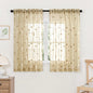 MIULEE Beige Sheer Curtains 2 Panels Embroidered Leaf Patterned, W52 x L45 | by MIULEE