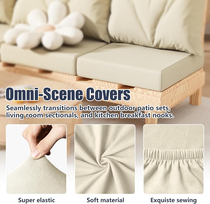8Pcs Outdoor Cushion Covers, Stretch Patio Furniture Couch Chair Slipcovers | - Image 5