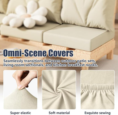 8Pcs Outdoor Cushion Covers, Stretch Patio Furniture Couch Chair Slipcovers | - Image 4