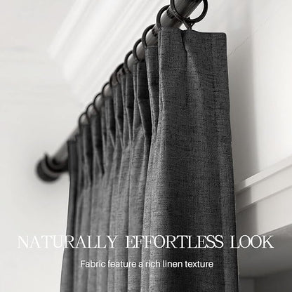 Pinch Pleated Linen Curtains 100% Blackout 102 Inches Long - Image 6