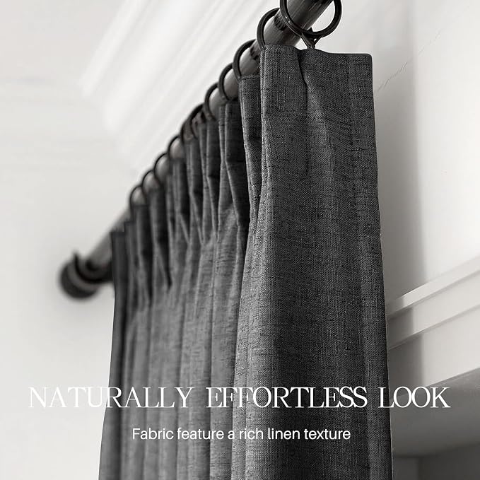 Pinch Pleated Linen Curtains 100% Blackout 84 Inches Long - Image 6