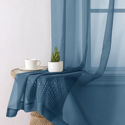 Dusty Blue Sheer Curtains 78 Inches Long 2 Panels, Light Filtering Breathable - Image 4
