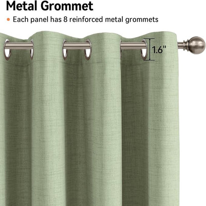 100% Blackout Linen Textured Curtains 72 Inch Long, Sage Green | 100% Blackout - Image 6
