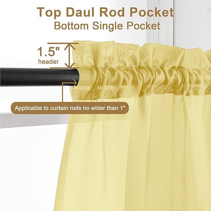 Chyhomenyc Mustard Yellow Sheer Curtains 120 Inches Long - Image 2