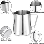 Apexstone 12 oz Espresso Steaming Pitcher, Coffee Milk Frothing Cup, Coffee Steaming Pitcher 12 oz/350 ml