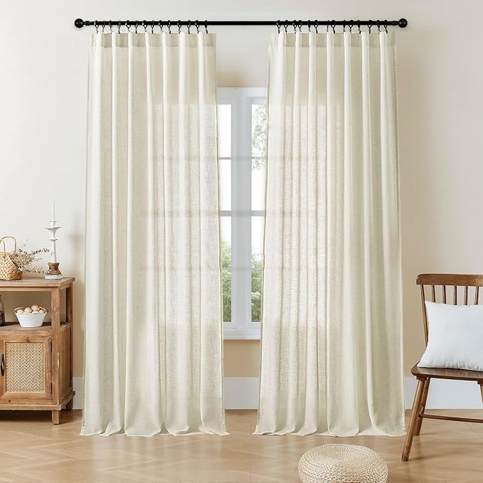 Joydeco Linen Curtains 72 Inch Length 2 Panel Sets, Light Filtering Curtains by JOYDECO