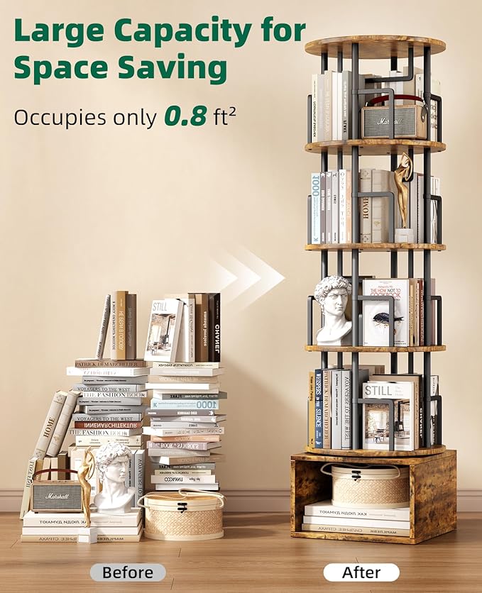 Kalrin 5 Tier Rotating Bookshelf - Image 6