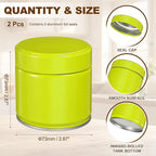 uxcell 2Pcs Round Tea Canisters, 3" x 3" Airtight Metal Tea Containers for Loose Tea, Coffee Beans, Spices - Durable, Compact, and Stylish Storage Tea Tin (Green)