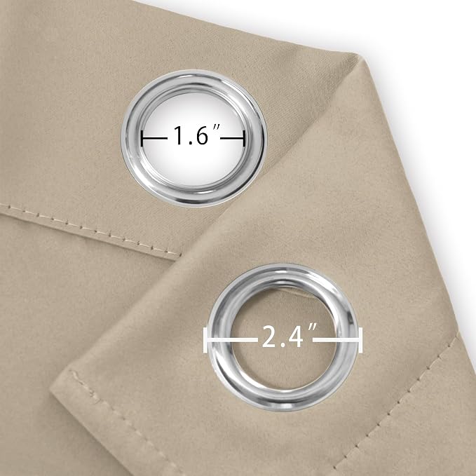 Khaki Blackout Curtains 52 x 63 Inch Length/Set of 2 Curtain Panels/Thermal - Image 5