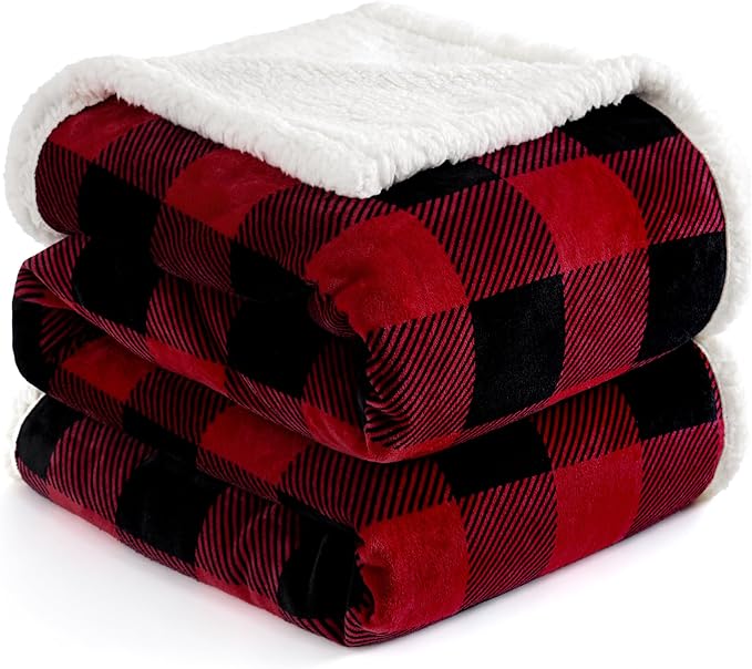 PU MEI Sherpa Fleece Throw Blanket 60" x 80" Reversible Plush Fluffy Large Big by HOME
