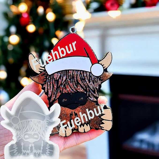 【300+ Design Optional】 Fuehbur Baby Highland Cow Car Freshies Silicone Mold - Air Freshie - Aroma Bead Freshener - Candle Soap Mould - Oven Safe