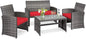 Tangkula 4 PCS Wicker Patio Conversation Set, Outdoor Rattan Sofas by TANGKULA
