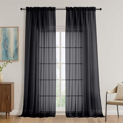 Black Bedroom Curtains 96 Length by OVZME