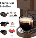 KOTLIE 513K Single Serve Capsule Coffee Machine fits for K-Cup capsule/Nes*p Original/Ground Coffee/44mm ESE,0.8L,Compact Size(Coffee)