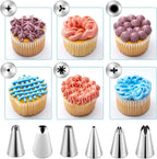 Reusable Piping Bags and Tips Set, Cake Decorating Tools with Icing Pastry Bags, Icing Bags Tips, Couplers and Frosting Bags Ties for Cookie Cupcakes
